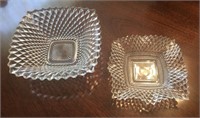 Pair of  Glass Diamond Pattern Bowls