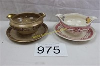 Antique/Vintage Gravy Boats w/Fixed Saucer