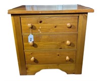 Vintage Pine 3-Drawer Side Table Night Stand