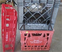 Coca Cola Crate and 2 milk crates