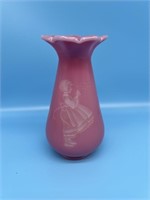 Fenton Connoisseur Collection Pink Etched Vase