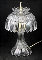 Vtg 14" Cut Glass Table Lamp & Shade