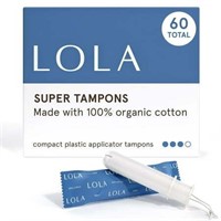 LOLA Super Tampons, Organic Cotton, 60 Count