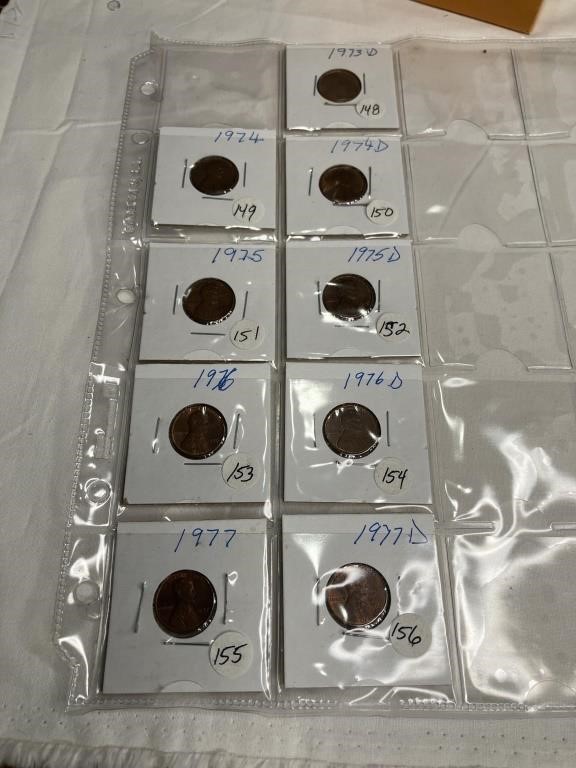 Pennies 1973, 1974, 1975, 1976, 1977