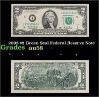 2003 $2 Green Seal Federal Reserve Note Grades Cho