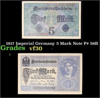 1917 Imperial Germany 5 Mark Note P# 56B Grades vf