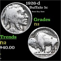 1926-d Buffalo Nickel 5c Grades f, fine