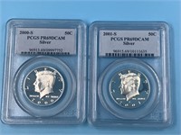 2 graded silver Kennedy half dollars both PR69 DCA