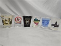 6 RANDOMLY PULLED SOUVENIR SHOT GLASSES