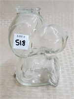 6" Vintage Snoopy Glass Coin Bank