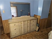 Vintage Wood 6 Drawer Dresser w/ Mirror