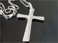 2 Ct  Diamond Cross Pendant Necklace 14 Kt
