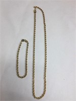 Gold plated bracelet and necklace