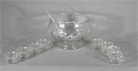 Glass Punch Bowl with 10 cups