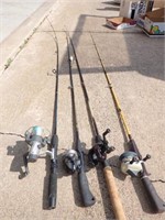 (4) Fishing Poles w/Reels