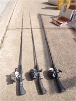 (3) Fishing Poles w/Reels