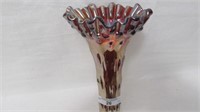 Fenton RED 10" Rustic vase w/ CRE- RARE