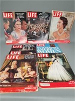 Lot of 8 Vintage Life Magazines Queen Elizabeth