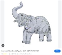 T - SWAROVSKI CRYSTAL ELEPHANT FIGURINE 2"T (L60)