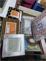 Box of picture frames and a box with a fan, set