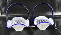 Fenton Cobalt Blue French Opalescent Baskets