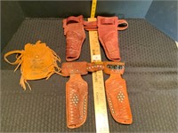 Vintage Cowboy Toy Gun Holsters 1 Leather &