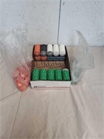 Set of clay poker chips