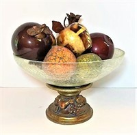 Crackle Glass Centerpiece Bowl & Decorative