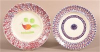 Two Sponge-Decorated Ironstone China Plates.