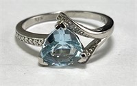 Sterling Sky Blue Topaz/Diamond accent Ring 2 Gr