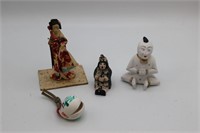 Ceramic Japanese Bell & Assorted Figurines