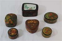 Vintage Hand painted Floral Lacquer Boxes