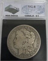 Slabbed VG 8 1886-O Silver Morgan Dollar
