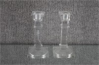 Pair of Westmoreland Etched Crystal Candle Holders