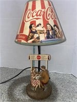 Vtg Coca-Cola Sofa Parlor lamp. Tested. Shade h