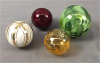 4x The Bid Art Glass Balls