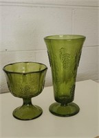 Pair of olive green vases