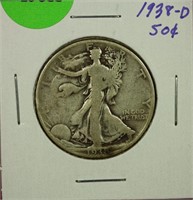 1938-D Walking Liberty Half Dollar VG