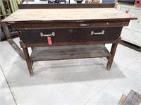 Wooden Work Bench with 2 Drawers