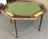 Vintage Wood Folding Poker Table with Cover Piece