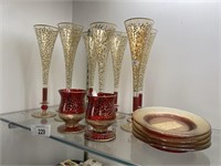 Pier 1 champagne flutes, tea candle holders.