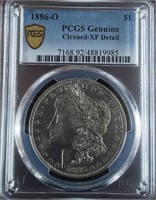 1886 O Morgan Silver Dollar Cleaned XPCG 5-XF