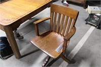 Oak Armed Desk Chair on Rollers