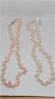2 strands of fresh water pearls 1 pink and 1