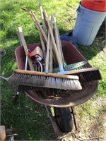 Wheel barrel and gardening supplies