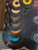 Vintage records including 45s and RCA's and case