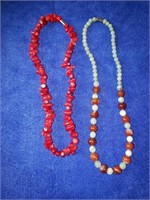 2 Pc Red Coral? Jade Colored Magnetic Clasp