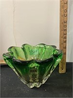 Mid century multi coloured art glass bowl