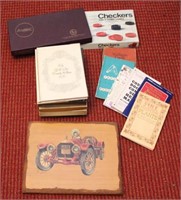 games lot - Scrabble, Checkers, car plaque,