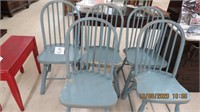 Five Blue Chippy Painted Chairs